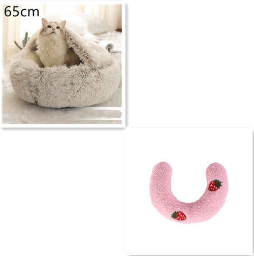 Load image into Gallery viewer, 2 In 1 Dog And Cat Bed Pet Winter Bed Round Plush Warm Bed House Soft Long Plush Pets Bed
