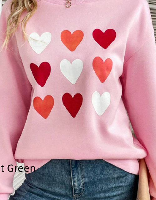 Load image into Gallery viewer, 3 Rows Of Heart-shaped Color Pattern Printed Sweater
