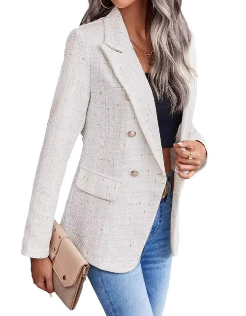 Load image into Gallery viewer, Women&#39;s Clothes Hot-selling Lapel Double Breasted Tweed Suit Jacket
