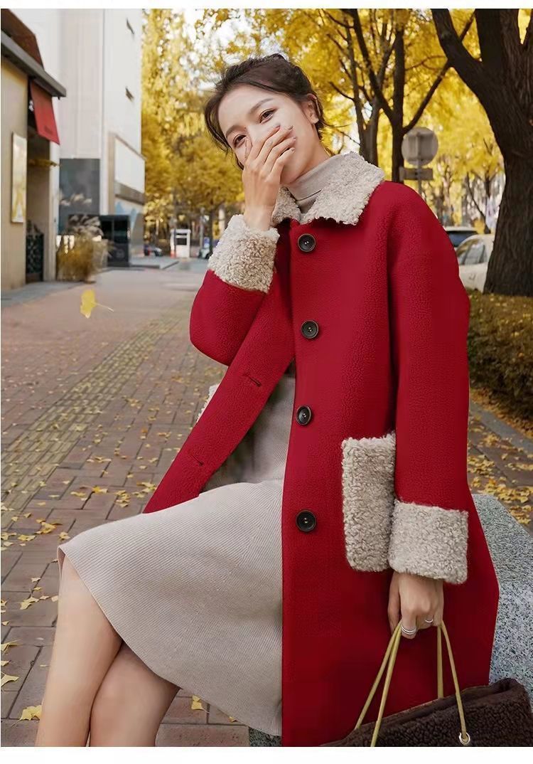 Women's Mid-length Thickened Faux Lamb Plush Coat