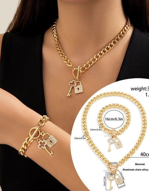 Load image into Gallery viewer, Thick Chain With Shiny Lock And Key Pendant Necklace For Women Trendy Ladies Accessories On The Neck Fashion Jewelry Female
