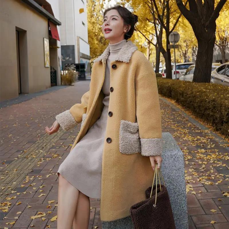 Women's Mid-length Thickened Faux Lamb Plush Coat