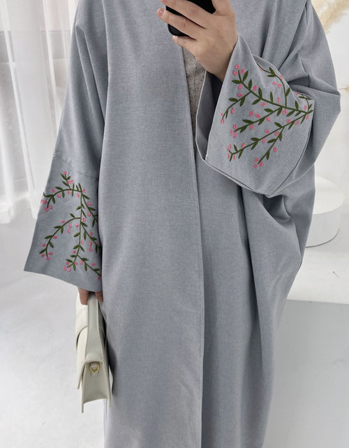 Load image into Gallery viewer, Dubai Middle East Turkey Dubai Flower Embroidered Elegant Cardigan Robe
