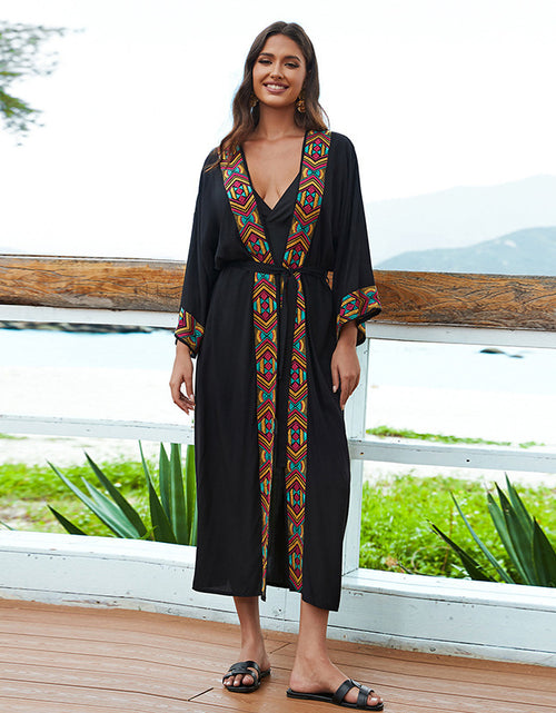 Load image into Gallery viewer, Women&#39;s Fashion Rayon Embroidered Long Sun Protection Cardigan
