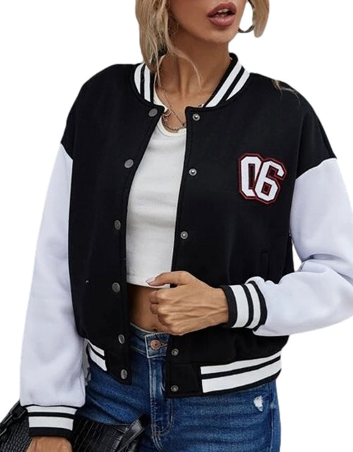 Load image into Gallery viewer, Retro Patchwork Leather Sleeve Baseball Jacket
