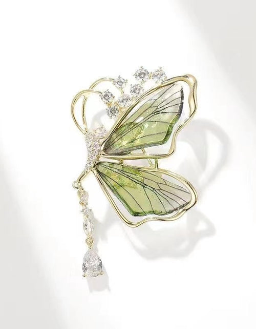 Load image into Gallery viewer, Exquisite Translucent Butterfly Tassel Brooch
