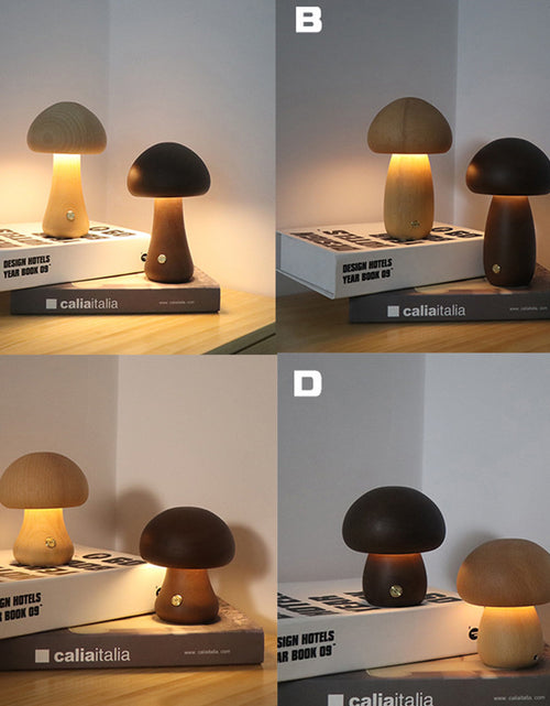 Load image into Gallery viewer, INS Wooden Cute Mushroom LED Night Light With Touch Switch  Bedside Table Lamp For Bedroom Childrens Room Sleeping Night Lamps Home Decor
