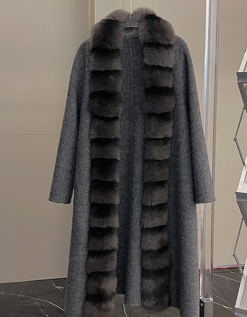 Load image into Gallery viewer, Alpaca Fleecefiber Coat Detachable Fox Fur Collar
