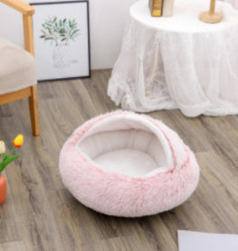 Load image into Gallery viewer, 2 In 1 Dog And Cat Bed Pet Winter Bed Round Plush Warm Bed House Soft Long Plush Pets Bed
