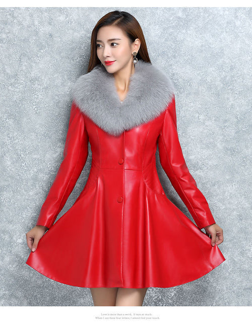 Load image into Gallery viewer, Women&#39;s Faux Fox Fur Collar Fur Coat
