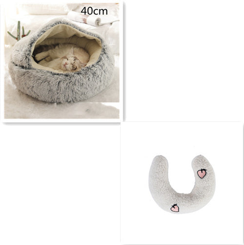 Load image into Gallery viewer, 2 In 1 Dog And Cat Bed Pet Winter Bed Round Plush Warm Bed House Soft Long Plush Pets Bed
