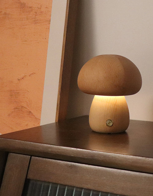 Load image into Gallery viewer, INS Wooden Cute Mushroom LED Night Light With Touch Switch  Bedside Table Lamp For Bedroom Childrens Room Sleeping Night Lamps Home Decor
