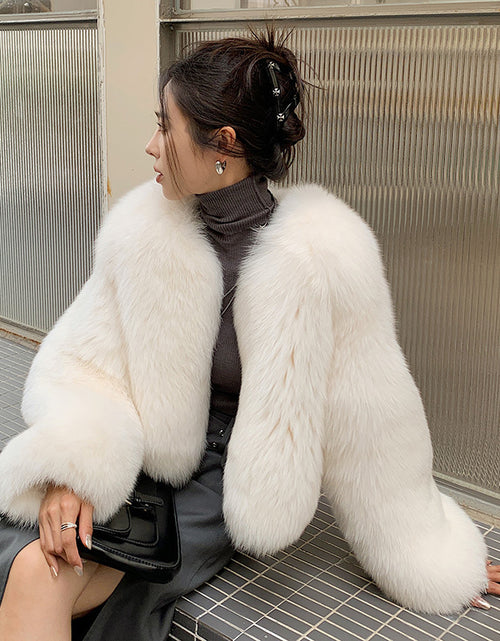 Load image into Gallery viewer, Fox Fur Whole Leather New Young Fur Coat Women&#39;s Short High Waist
