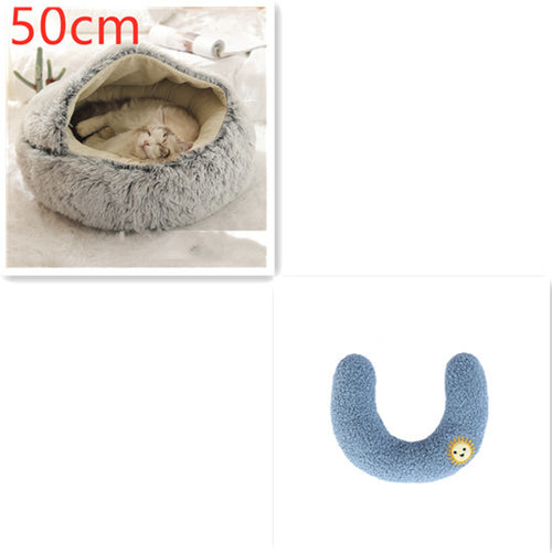 Load image into Gallery viewer, 2 In 1 Dog And Cat Bed Pet Winter Bed Round Plush Warm Bed House Soft Long Plush Pets Bed
