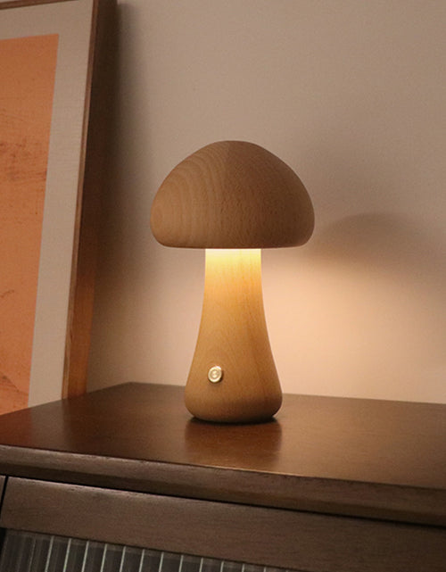 Load image into Gallery viewer, INS Wooden Cute Mushroom LED Night Light With Touch Switch  Bedside Table Lamp For Bedroom Childrens Room Sleeping Night Lamps Home Decor
