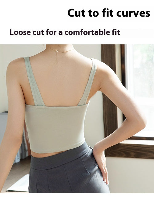 Load image into Gallery viewer, Navel-exposed Cotton Camisole Camisole With Chest Pad Short Vest Outer Wear
