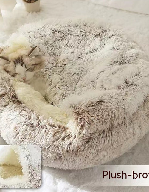 Load image into Gallery viewer, 2 In 1 Dog And Cat Bed Pet Winter Bed Round Plush Warm Bed House Soft Long Plush Pets Bed
