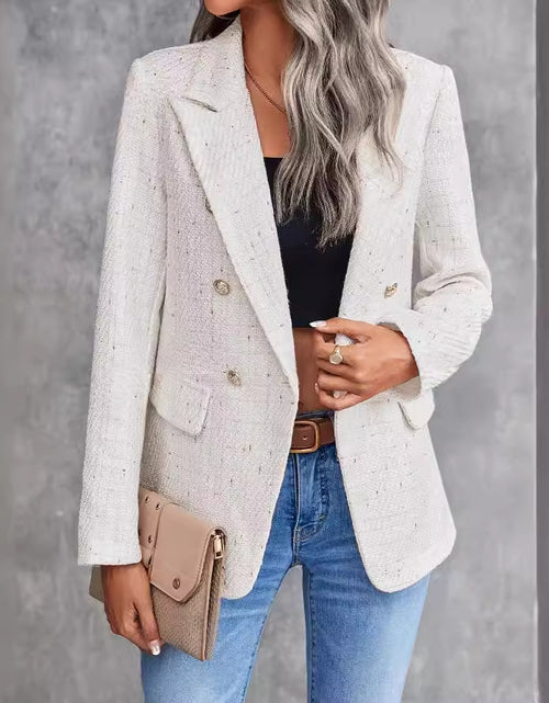 Load image into Gallery viewer, Women&#39;s Clothes Hot-selling Lapel Double Breasted Tweed Suit Jacket
