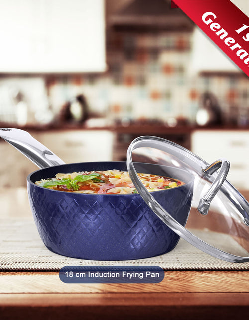 Load image into Gallery viewer, Frying Pan Sets Non Stick 3Pieces Blue 3D Diamond Cookware
