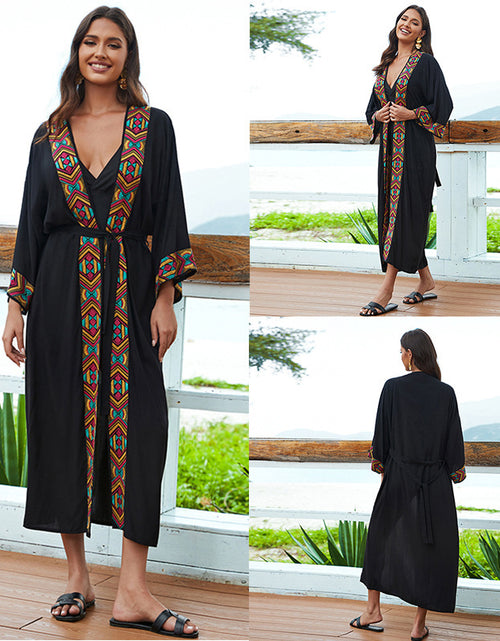 Load image into Gallery viewer, Women&#39;s Fashion Rayon Embroidered Long Sun Protection Cardigan
