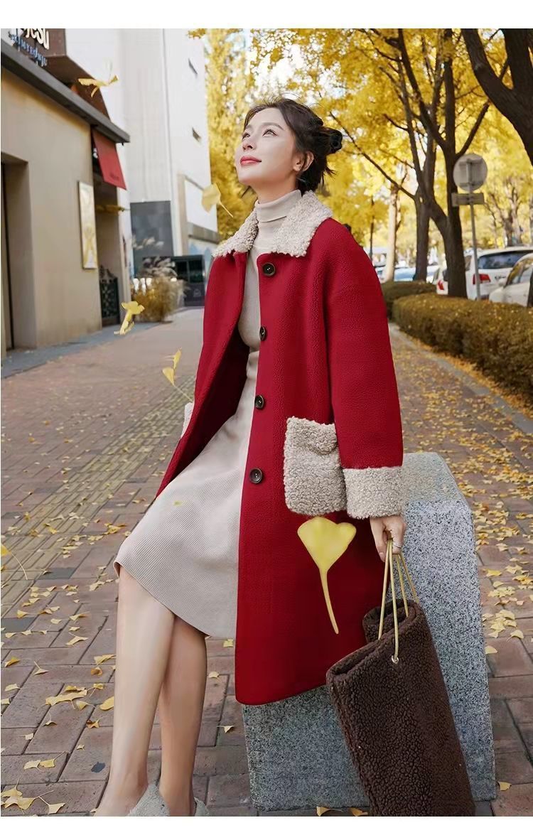 Women's Mid-length Thickened Faux Lamb Plush Coat