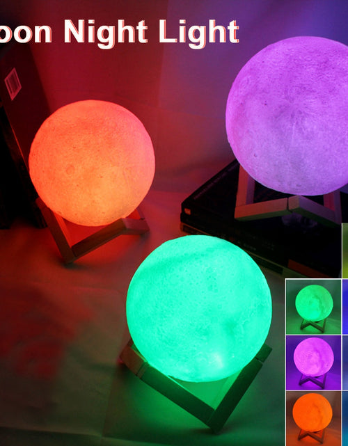 Load image into Gallery viewer, 8Cm Moon Lamp LED Night Light Battery Powered with Stand Starry Lamp Bedroom Decor Night Lights Kids Gift Moon Lamp
