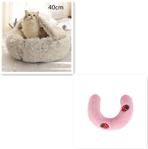 Load image into Gallery viewer, 2 In 1 Dog And Cat Bed Pet Winter Bed Round Plush Warm Bed House Soft Long Plush Pets Bed
