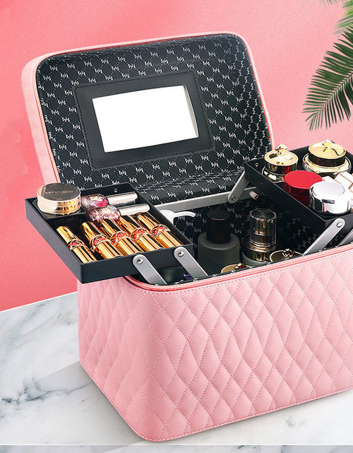 Load image into Gallery viewer, Large Capacity Korean Style Portable Cosmetics Storage Box Travel Wash Cosmetic Case
