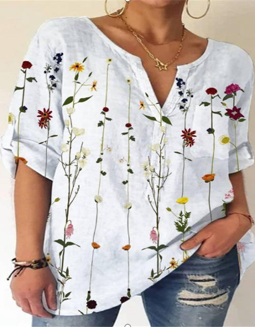 Load image into Gallery viewer, Women&#39;s Fashion Loose Printed V-neck Top
